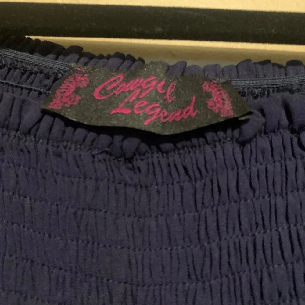 Cowgirl Legend Women’s Tunic Blue Turquoise Beads Embroidered‎ Peasant Blouse.